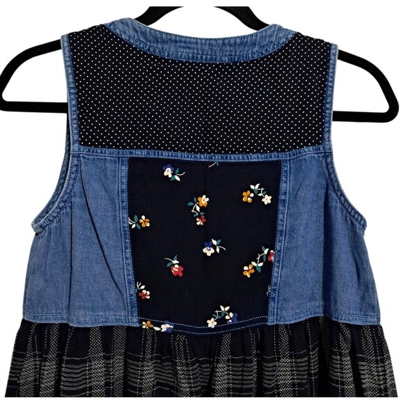 Vintage Carole Little Sport 6 Petite Denim Plaid Maxi Dress Modest Jumper Floral - Picture 6 of 10